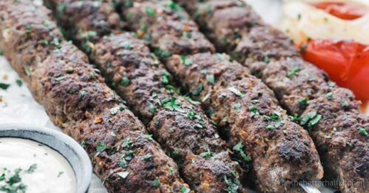 BBQ Lebanese Beef Kebab, grilled turkish kofta kebab